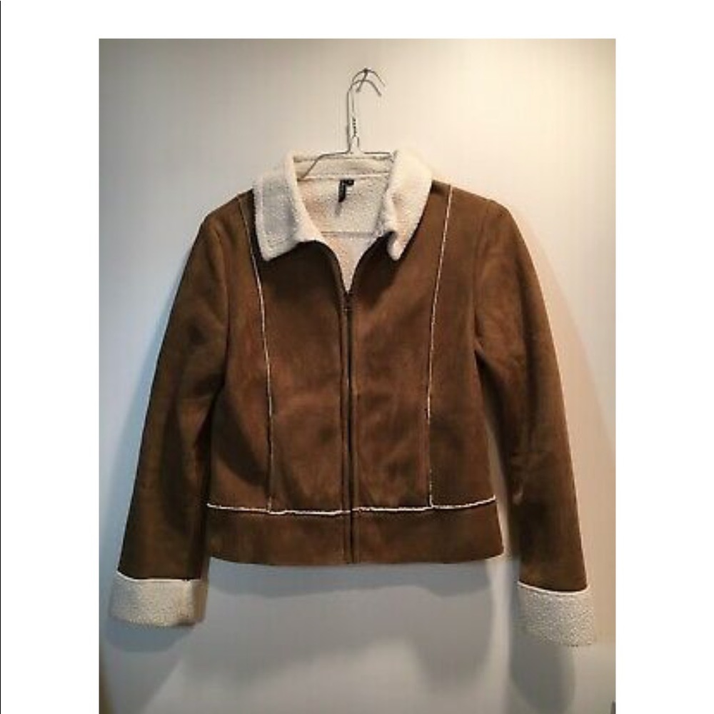Tan brown waistline faux suede coat/ Ambition